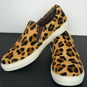 Roper Leopard-Print Slip-On Calf Hair Sneakers - Sz 10